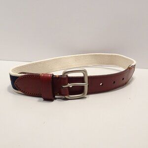 J. Crew Boys Crewcuts Christmas Tree Red Truck Canvas Leather Belt Size S Brown